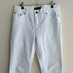 Lauren Jeans Co. by Ralph Lauren White Mid-Rise Straight Leg Jeans, Size 6